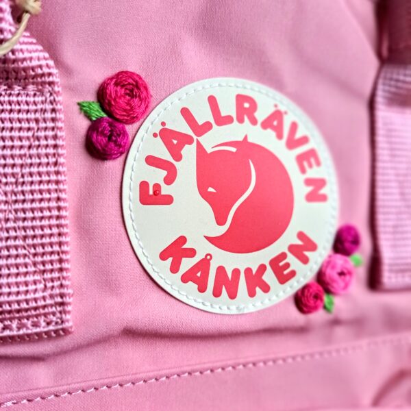 Embroidered Fjallraven Kanken Mini 7L pink backpack