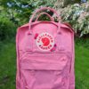 Embroidered Fjallraven Kanken Mini 7L pink backpack