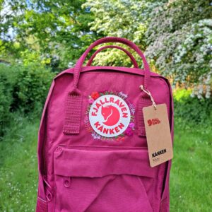 Embroidered Fjallraven Kanken Mini 7L red backpack