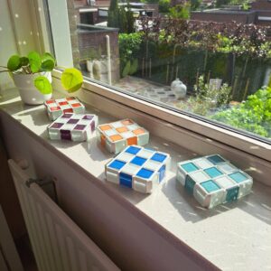 Small glass tile platform coasters