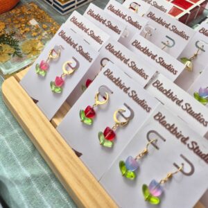 Stainless steel earrings with tulip flower charms